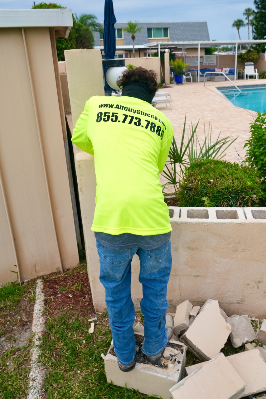 All City Stucco crew applying stucco on a Florida home
